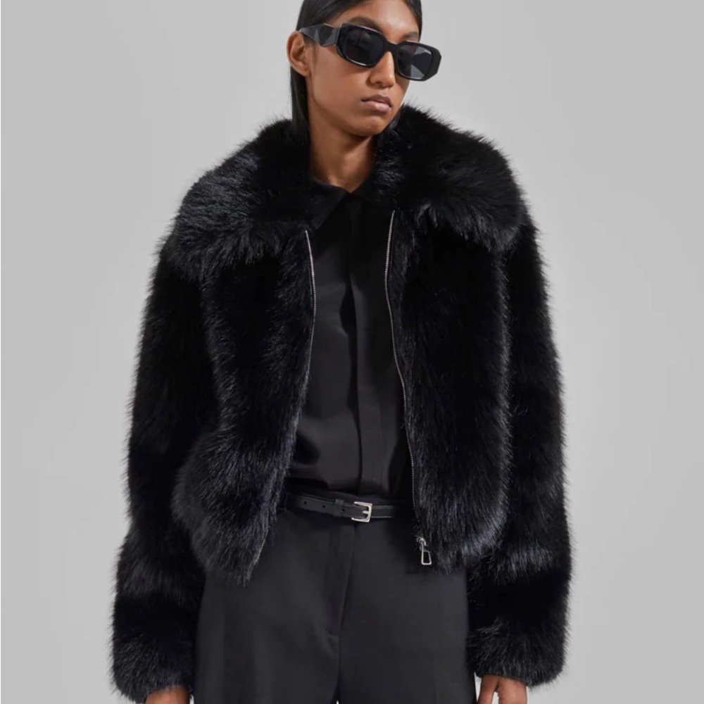 Frankie Shop Hope Black Faux Fur Jacket BNWT